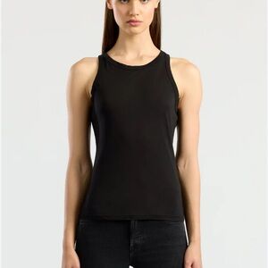 COTTON CITIZEN black knit stretchy standard high neck tank top